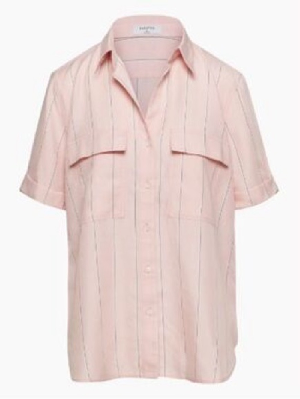 Babaton Aritzia Pink Short-Sleeve utility Button-Down Shirt with Chest Pockets